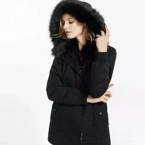 NWOT!  EXPRESS Anorak Faux Fur Hooded Coat.